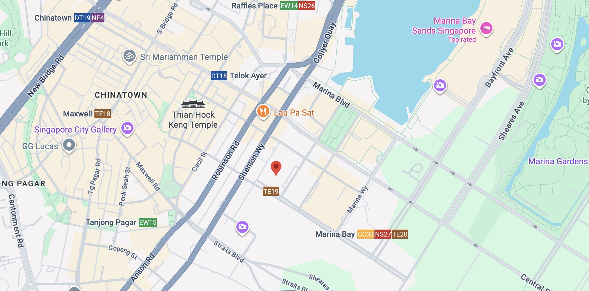 Map showing G.G.Lucas Singapore office at Asia Square Tower 2, 12 Marina View